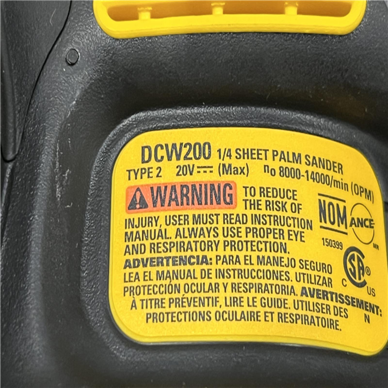 AS-IS DEWALT 20V MAX XR Cordless Brushless 1/4 Sheet Variable Speed Sander (Tool Only)