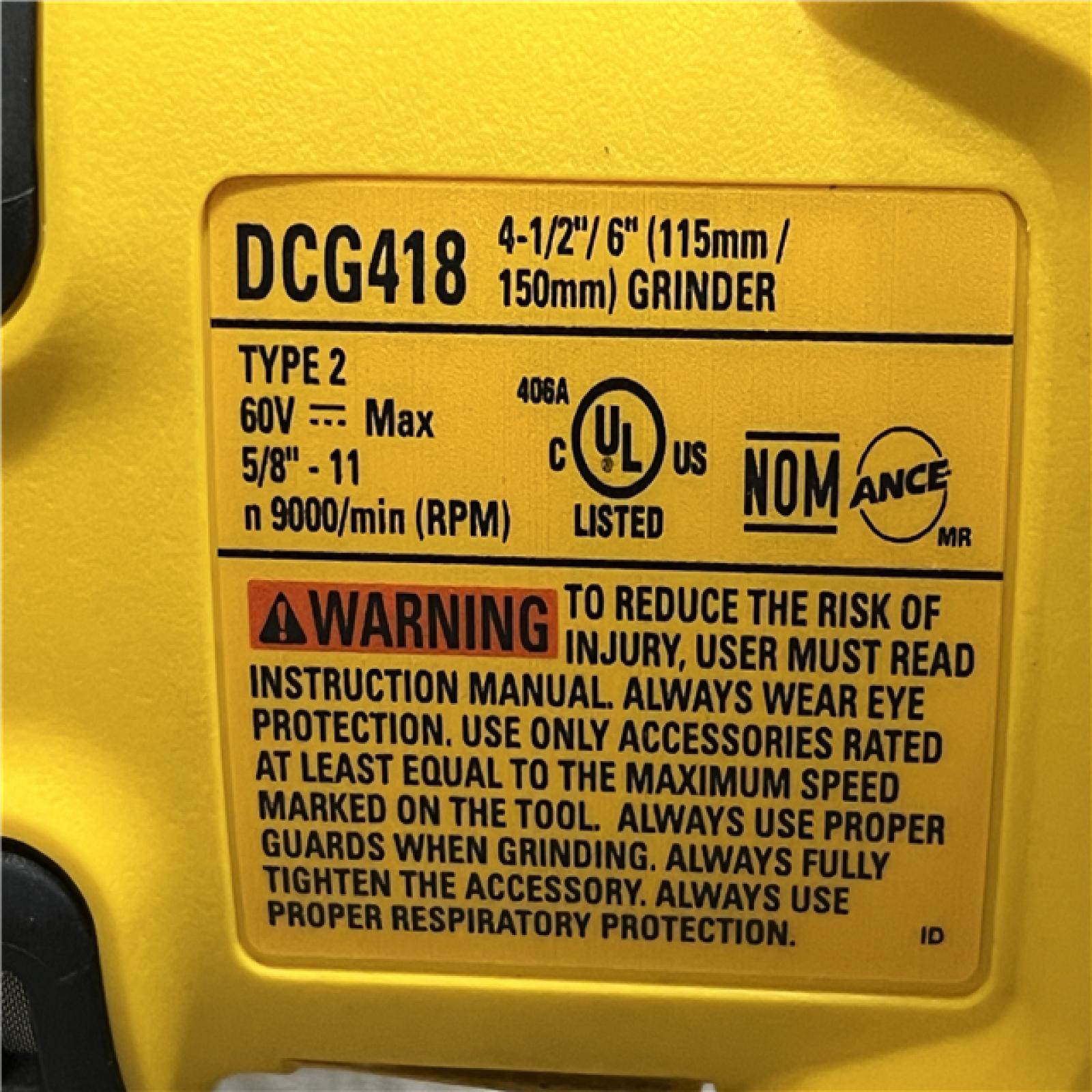 AS-IS DEWALT FLEXVOLT 60V MAX Cordless Brushless 4.5 in. to 6 in. Small Angle Grinder with Kickback Brake (Tool Only)