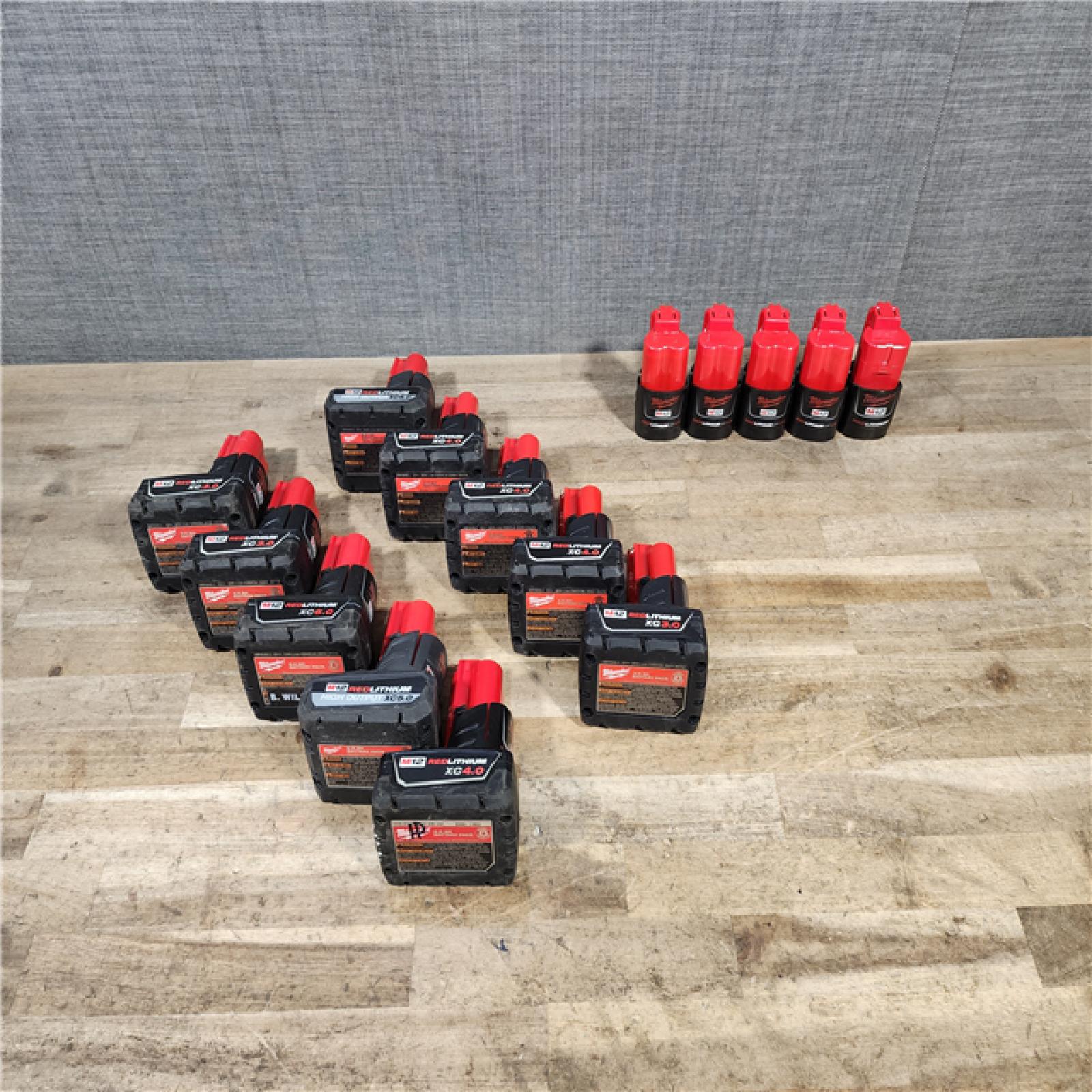 HOUSTON LOCATION - AS-IS MILWAUKEE BATTERY PACK QTY - 15