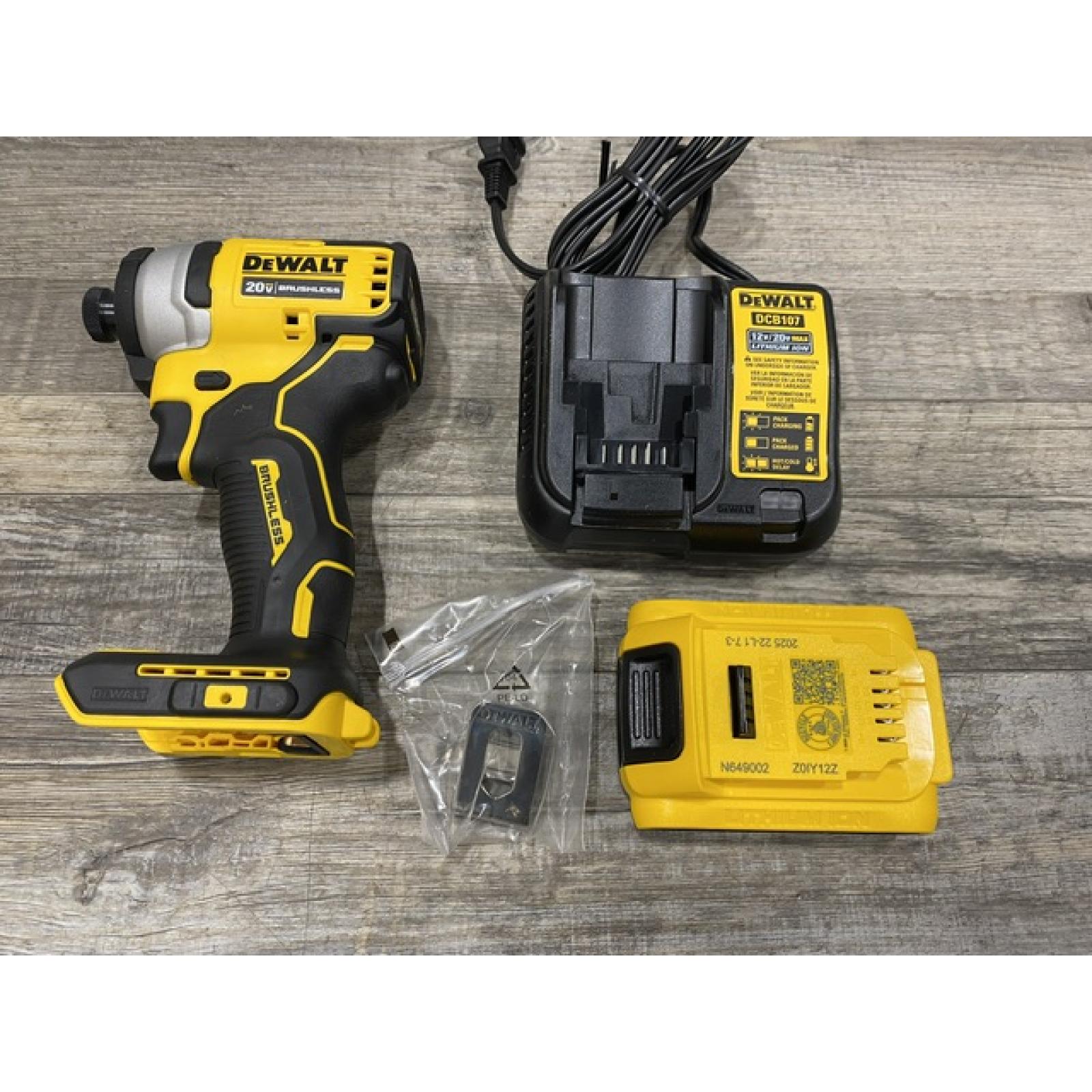 AS-IS DEWALT Atomic 20V Max Lithium-Ion Brushless Cordless Compact 1/4 in. Impact Driver Kit