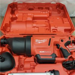 AS-IS Milwaukee M12 12-Volt Lithium-Ion Cordless Drain Cleaning Airsnake Air Gun Kit with (1) 2.0Ah Battery, Toilet Attachments