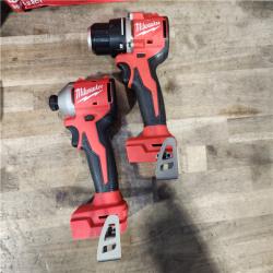 HOUSTON LOCATION - AS-IS Milwaukee M18 18V Lithium-Ion Brushless Cordless Compact Drill/Impact Combo Kit (2-Tool) W/(2) 2.0 Ah Batteries  Charger & Bag