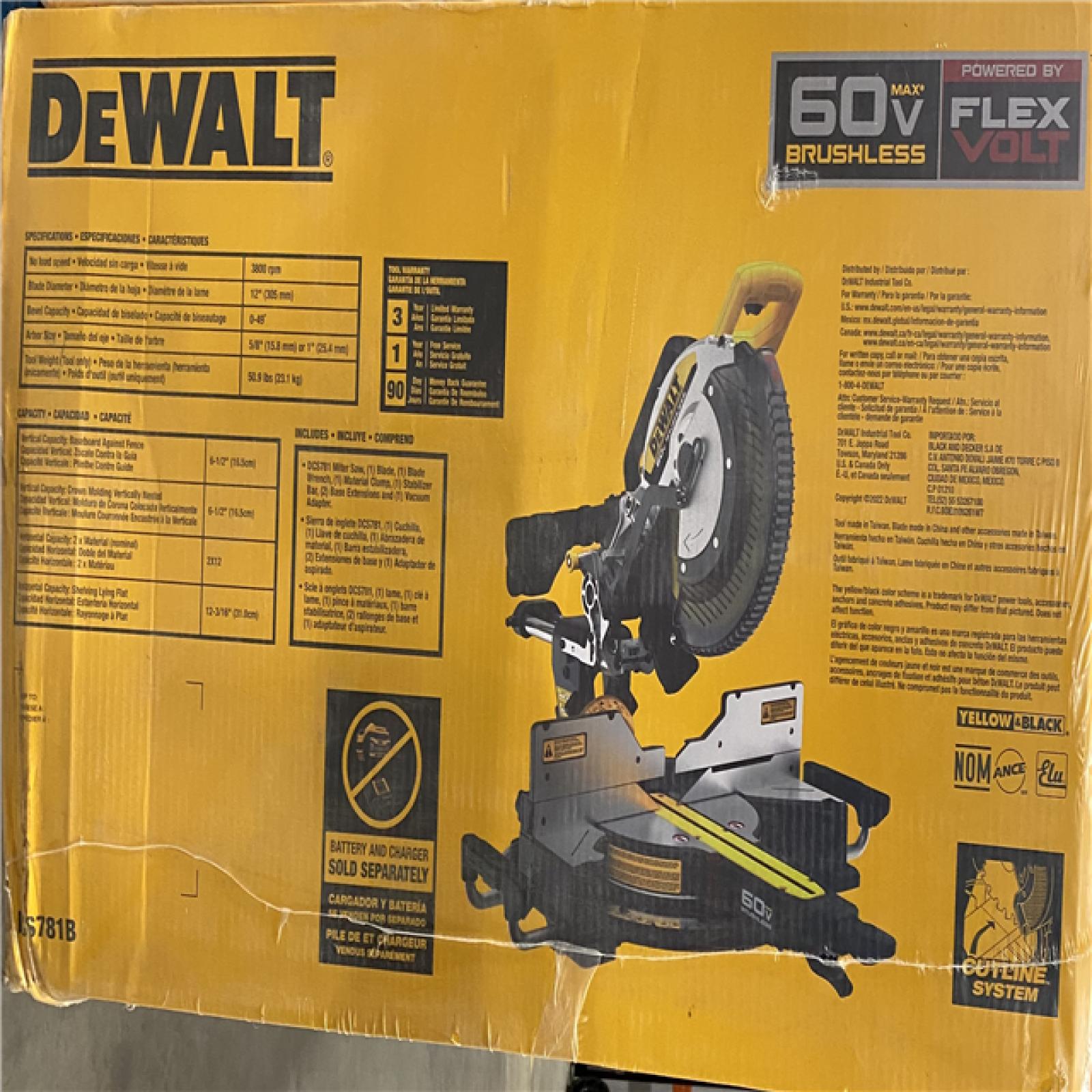 NEW- 60V Lithium-Ion 12 in. Cordless Sliding Miter Saw (Tool Only)