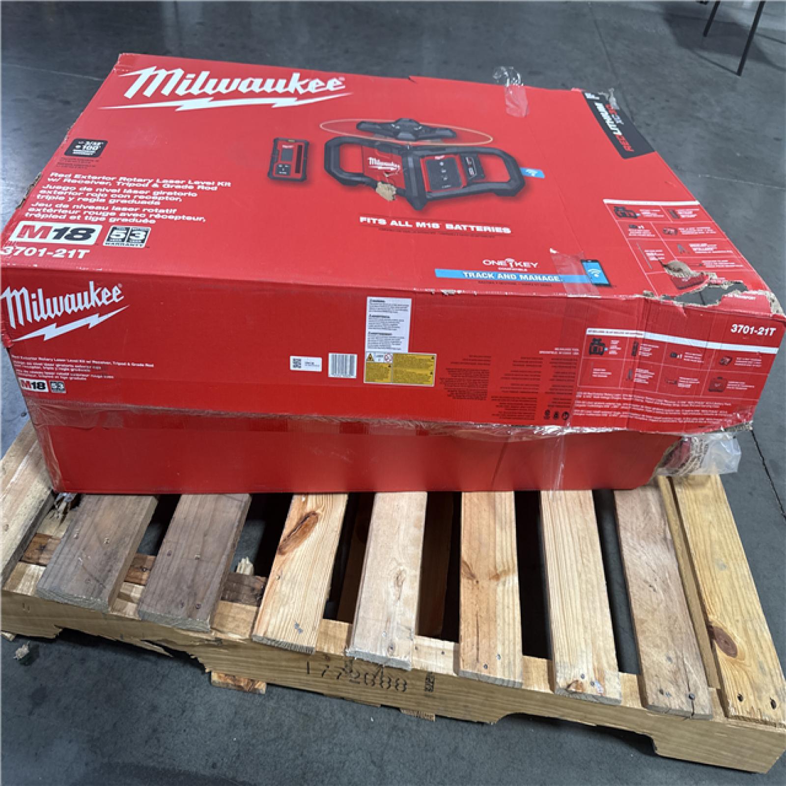 CALIFORNIA AS-IS MILWAUKEE RED EXTERIOR ROTARY LASER LEVEL KIT