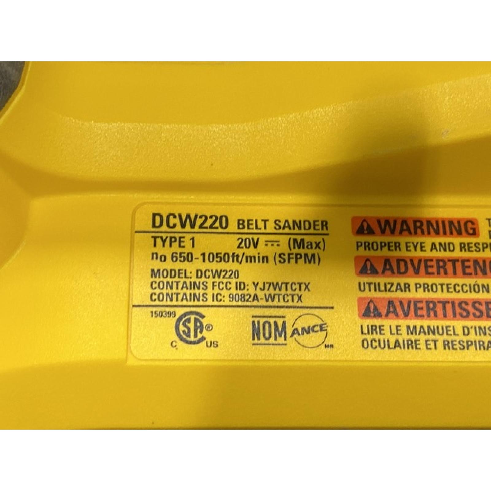 AS-IS DEWALT 20V MAX* XR Brushless Cordless Belt Sander (Tool-Only)