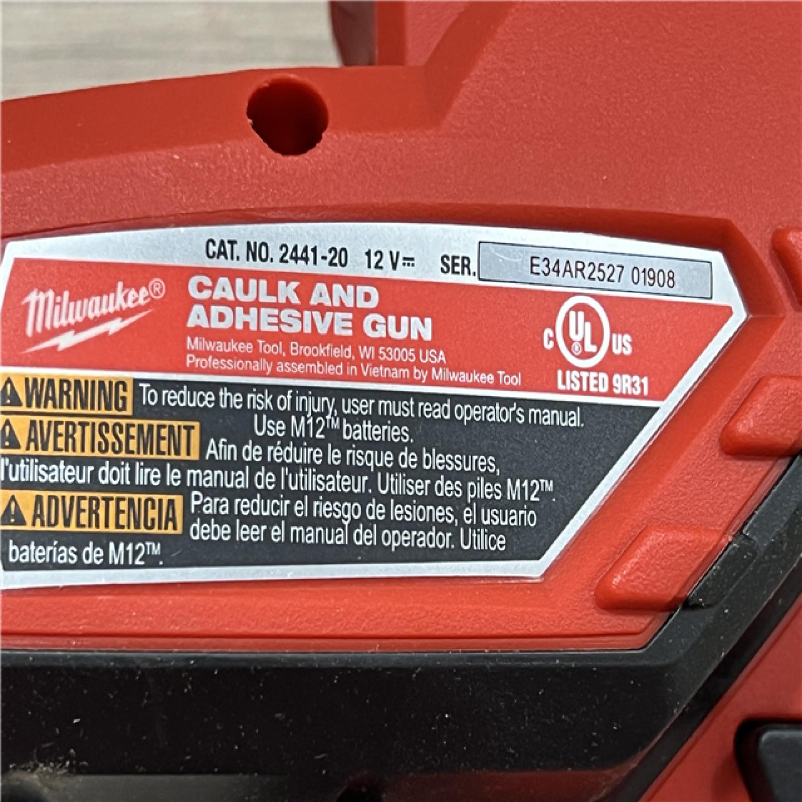 AS-IS Milwaukee 12V Lithium-Ion Cordless 10 oz. Adhesive and Caulk Gun (Tool-Only)