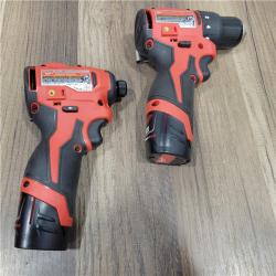 GOOD Milwaukee  M12 12-Volt Lithium-Ion Brushless Cordless Subcompact Drill and Impact Driver Combo Kit W/2 Batteries and Bag (2-Tool)