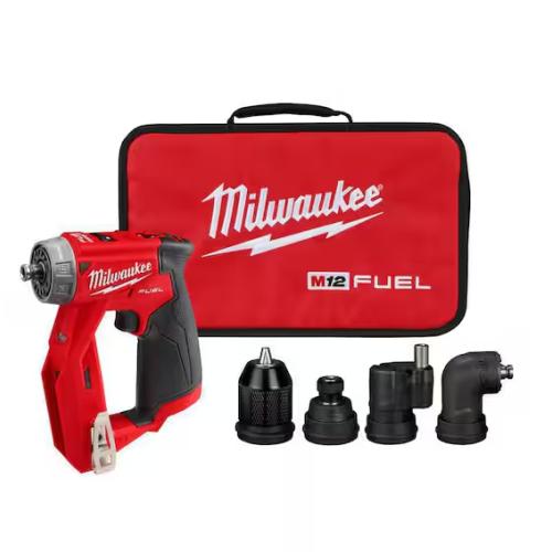 NEW! - Milwaukee M12 FUEL 12V Lithium-Ion Brushless Cordless 4-in-1 Installation 3/8 in. Drill Driver with 4 Tool Head (Tool-Only)