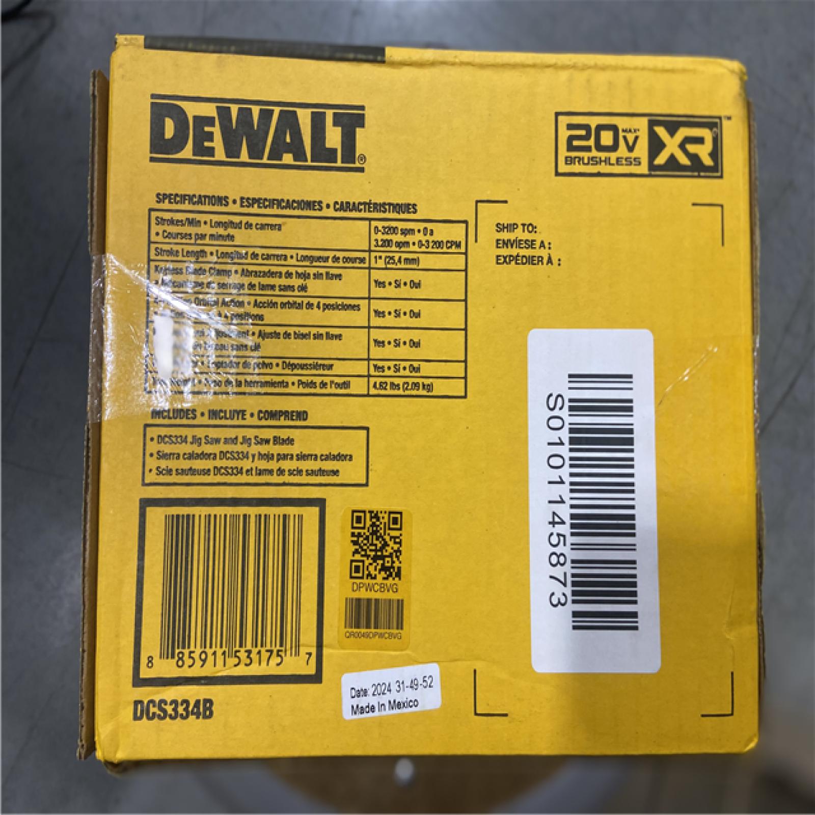 NEW! - DEWALT 20V MAX XR Cordless Brushless Jigsaw (Tool Only)