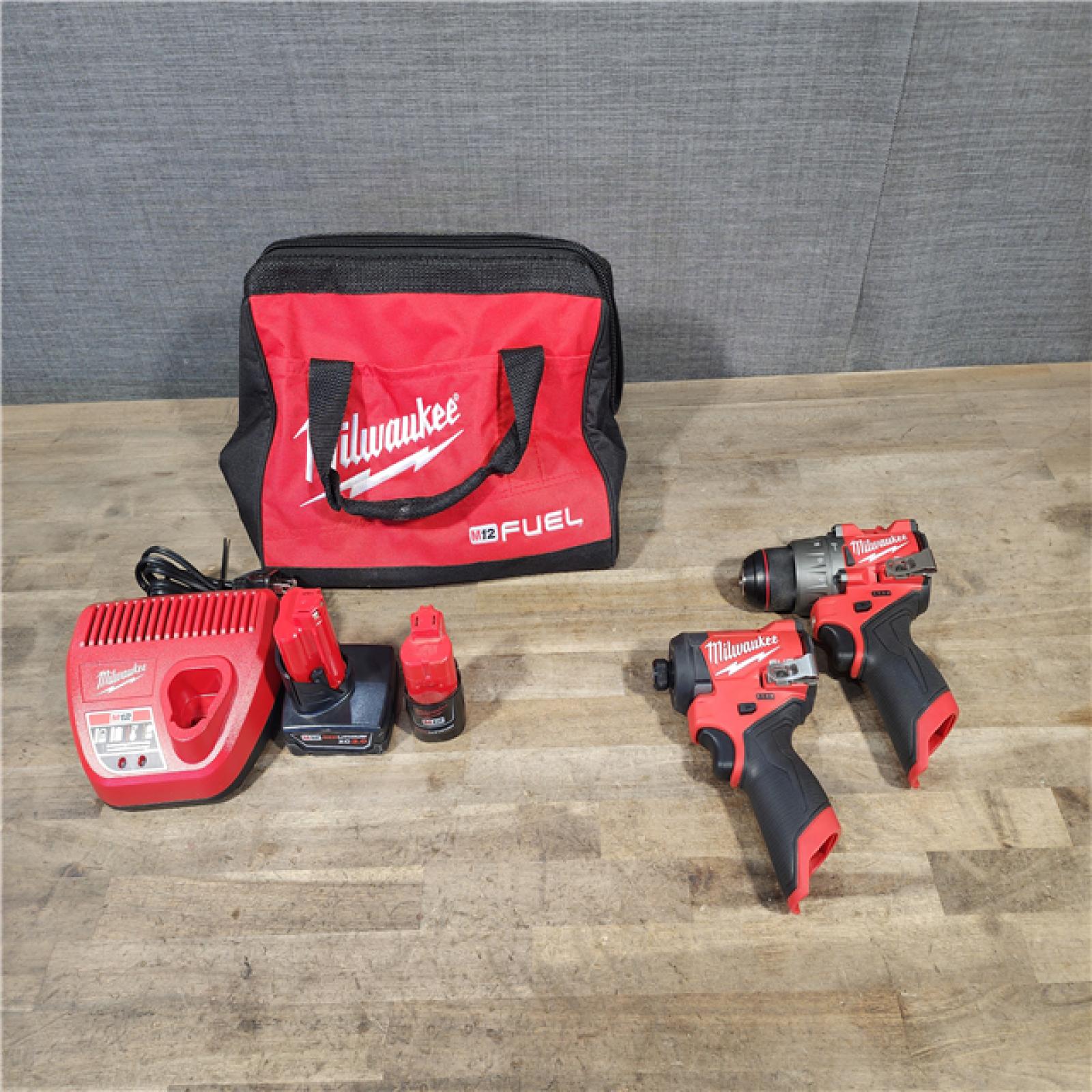 HOUSTON LOCATION - AS-IS Milwaukee 3497-22 12V Brushless Hammer Drill and Impact Driver Combo Kit