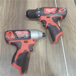 AS-IS  Milwaukee M12 12V Lithium-Ion Cordless Drill Driver/Impact Driver Combo Kit with Two 1.5Ah Batteries, Charger and Bag (2-Tool)