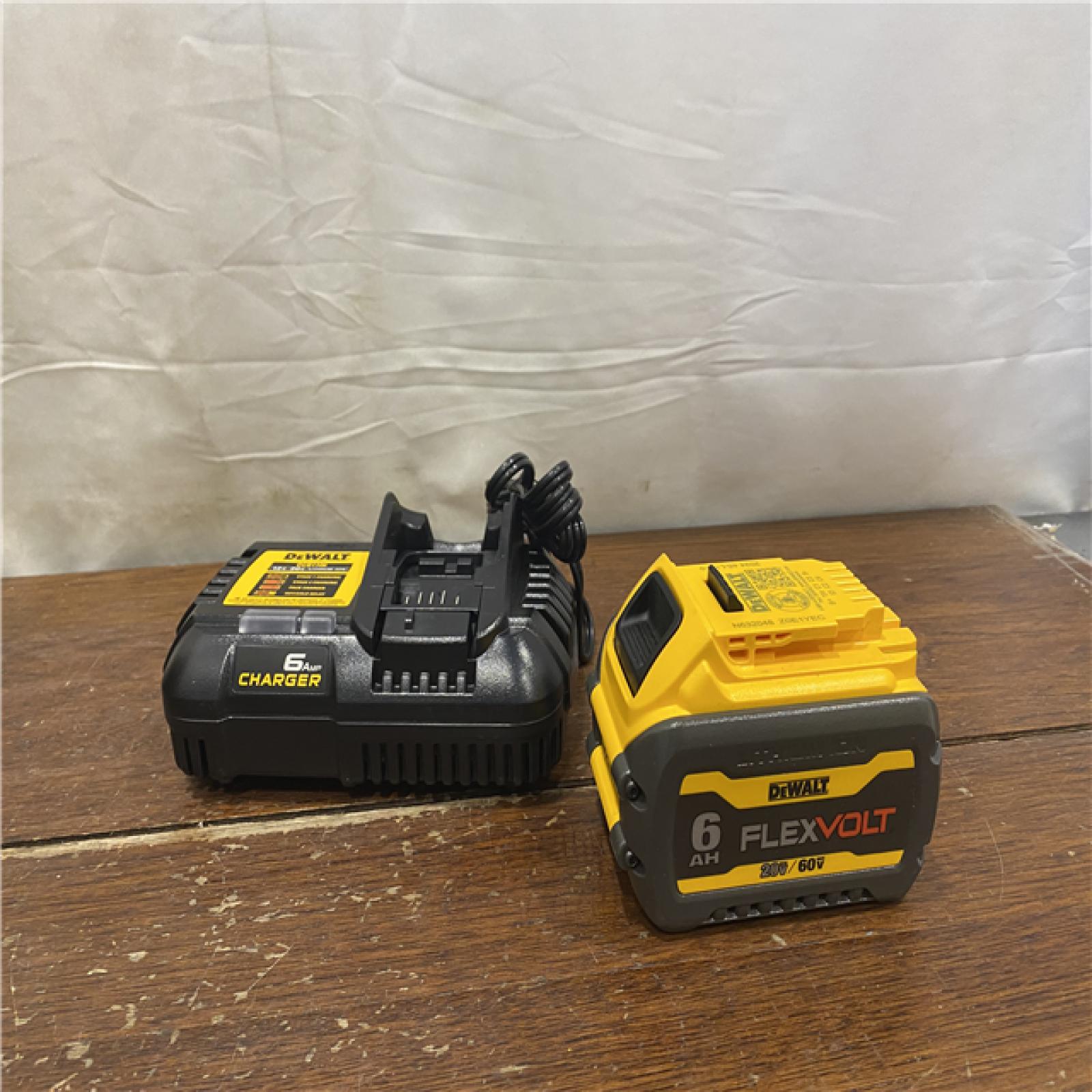 AS-IS DEWALT FLEXVOLT 20V/60V MAX Lithium-Ion 6.0Ah Battery Pack with 6 Amp Output Charger