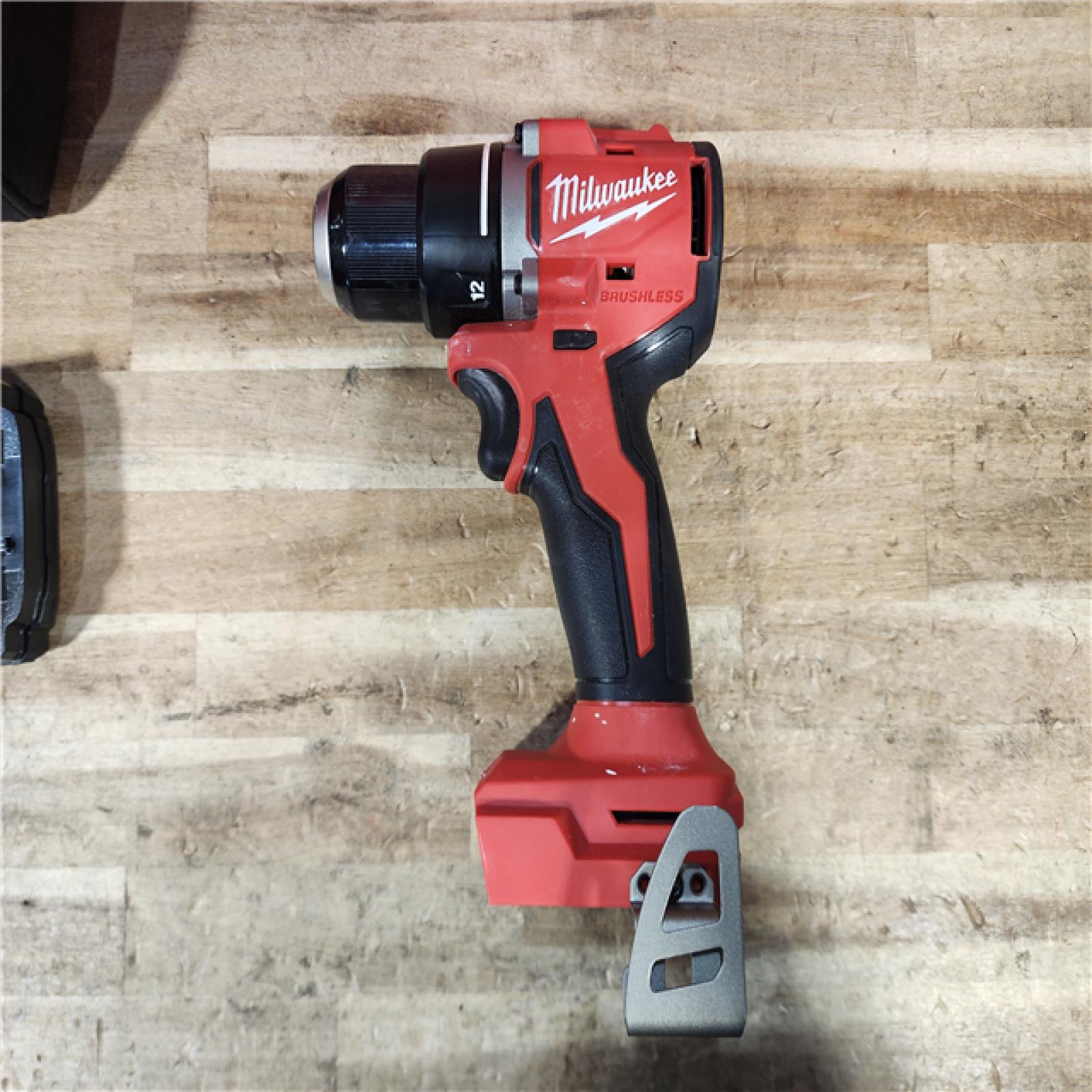 HOUSTON LOCATION - AS - IS Milwaukee 18V Lithium-Ion Brushless Cordless 1/2 in. Compact Drill/Driver with kit