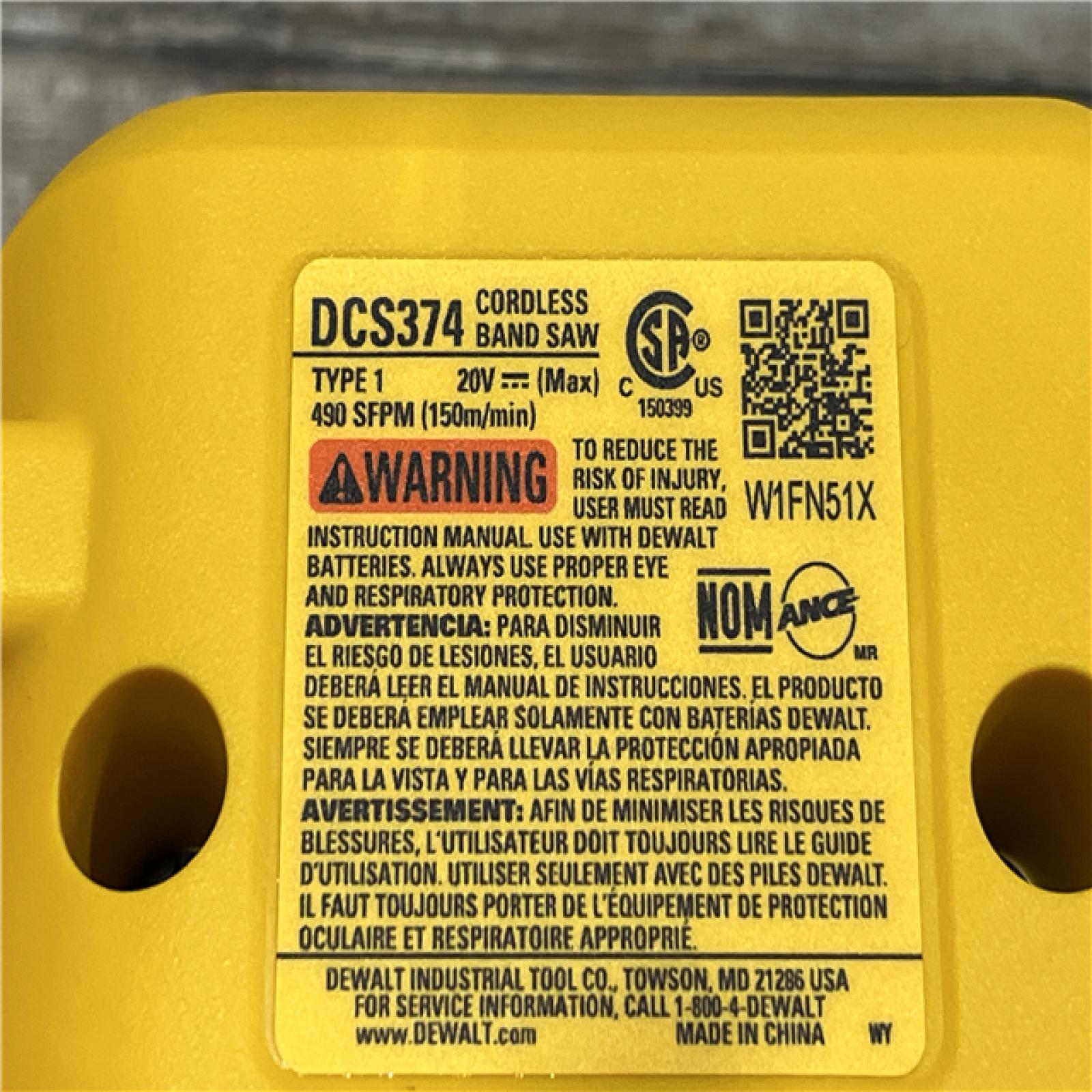 AS-IS DEWALT 20-Volt MAX Lithium-Ion Cordless Brushless Deep Cut Band Saw (Tool-Only)