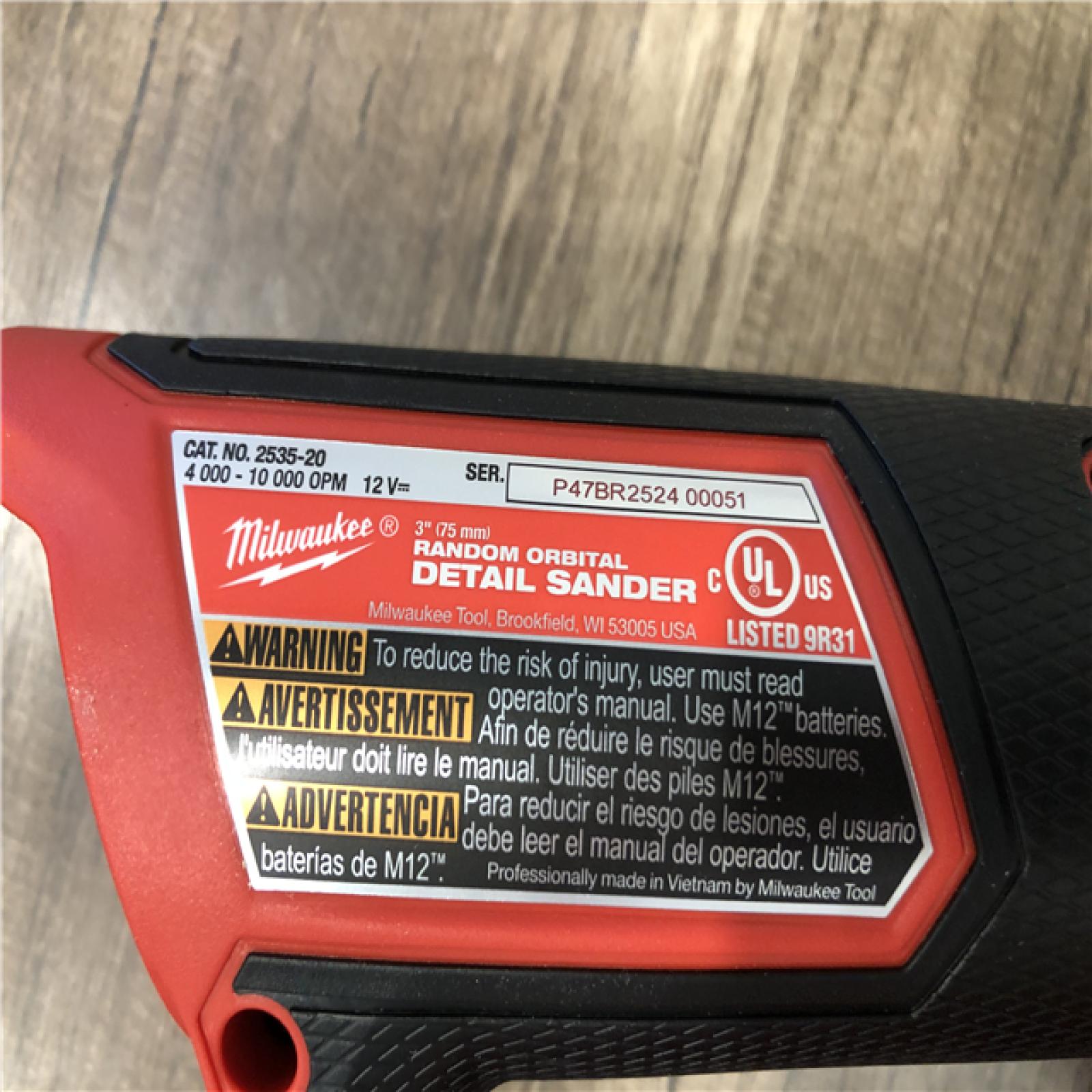 AS-IS Milwaukee FUEL 12V Lithium-Ion Brushless Cordless 3 in. Random Orbital Detail Sander