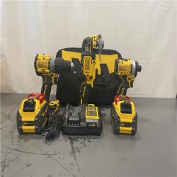 AS-IS- DeWalt 20V MAX Lithium-Ion Cordless 3-Tool Combo Kit with (2) FLEXVOLT 6.0 Ah Batteries and Charger