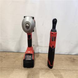 AS-IS- Milwaukee 12/18V Lithium-Ion Cordless 3/8 in. Ratchet and 1/2 in. High Torque Impact Wrench with Friction Ring Combo Kit