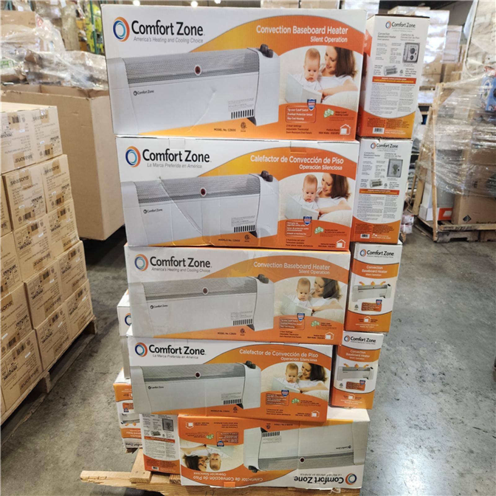 Phoenix Location NEW Comfort Zone 29 in. 1,500-Watt White Convection Baseboard Heater with Silent Operation Pallet (36 Total) (Sealed)