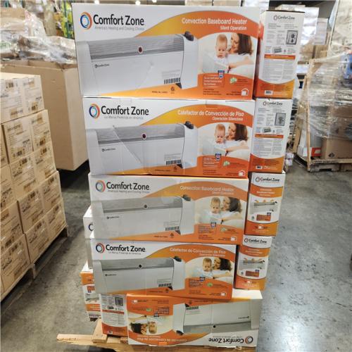Phoenix Location NEW Comfort Zone 29 in. 1,500-Watt White Convection Baseboard Heater with Silent Operation Pallet (36 Total) (Sealed)