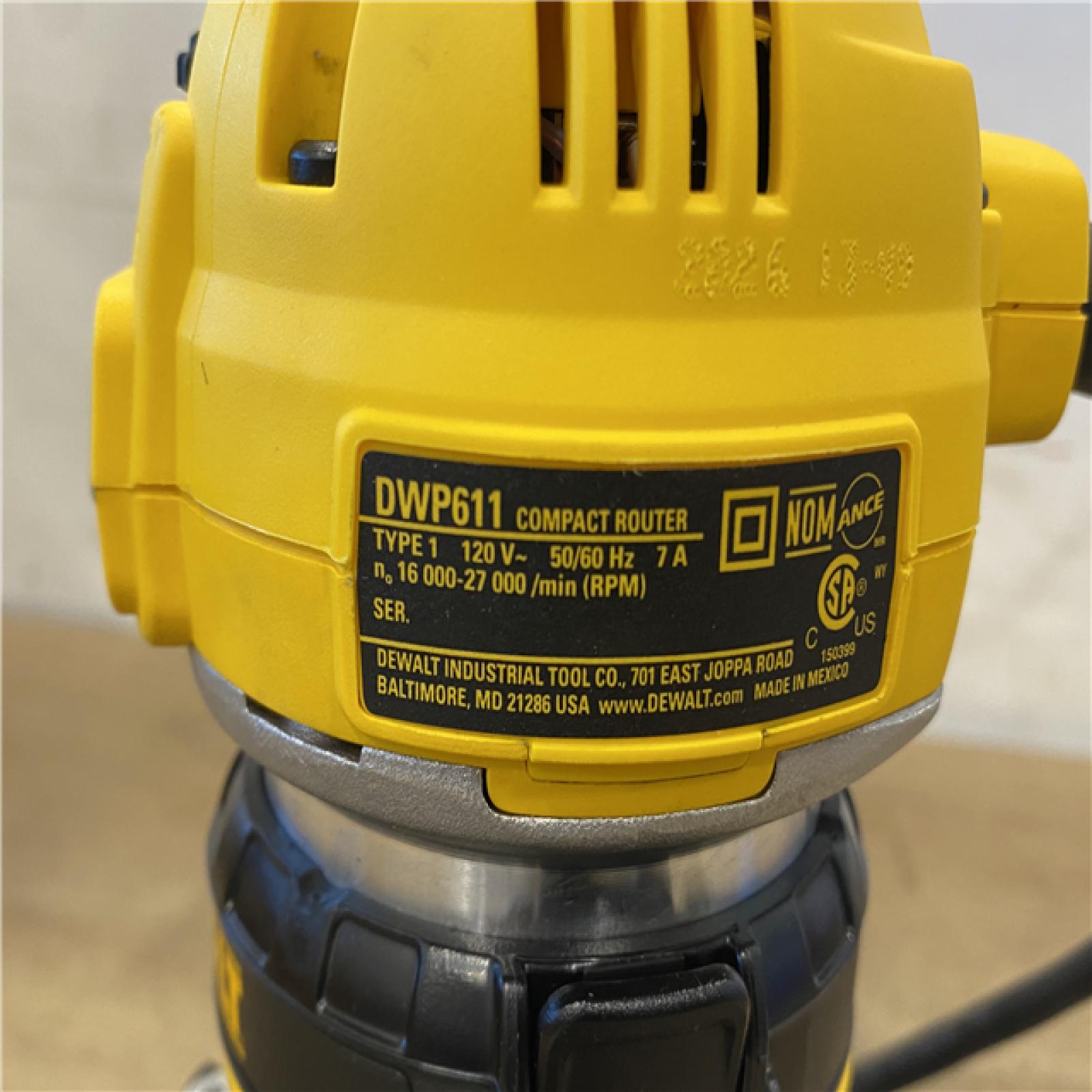 AS-IS DEWALT 7 Amp Corded 1-1/4 HP Max Torque Variable Speed Compact Router with LEDs