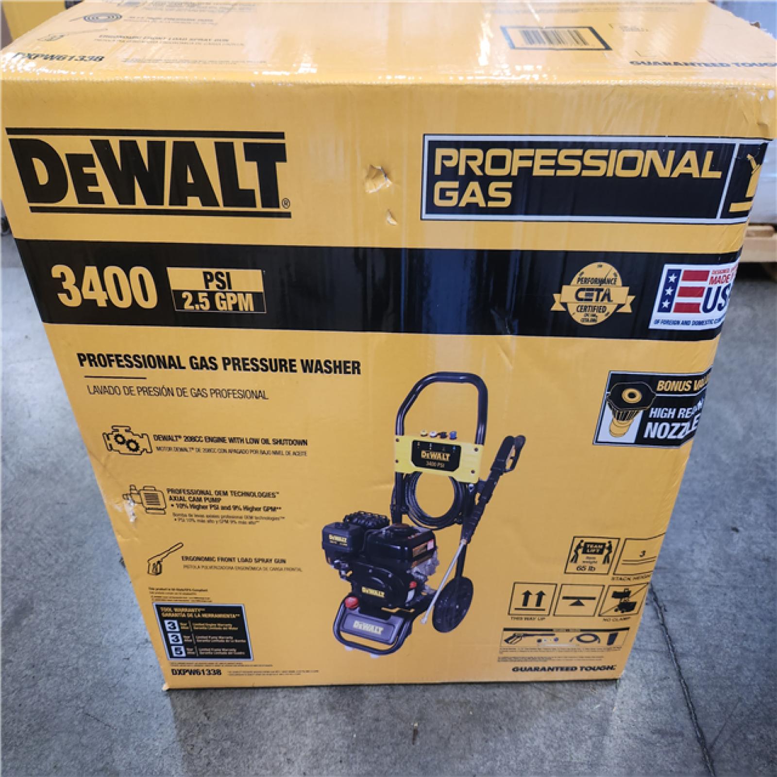 Phoenix NEW DEWALT 3400 PSI 2.5 GPM Gas Pressure Washer with Maintenance-Free Pump  Heavy-Duty Commercial Cold Water Power Washer