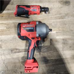 HOUSTON LOCATION - AS-IS Milwaukee 12/18V Lithium-Ion Cordless 3/8 in. Ratchet and 1/2 in. High Torque Impact Wrench with Friction Ring Combo Kit
