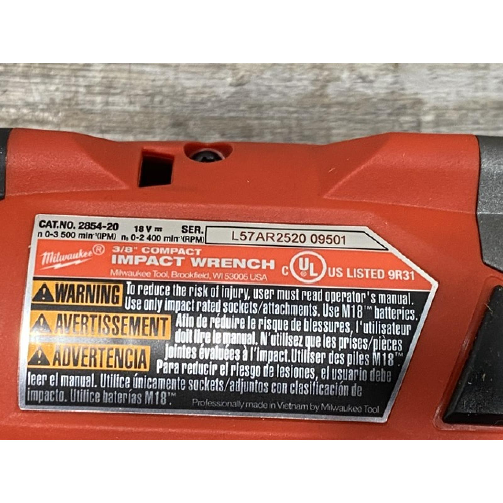AS-IS Milwaukee FUEL GEN-3 18V Lithium-Ion Brushless Cordless 3/8 in. Compact Impact Wrench with Friction Ring (Tool-Only)