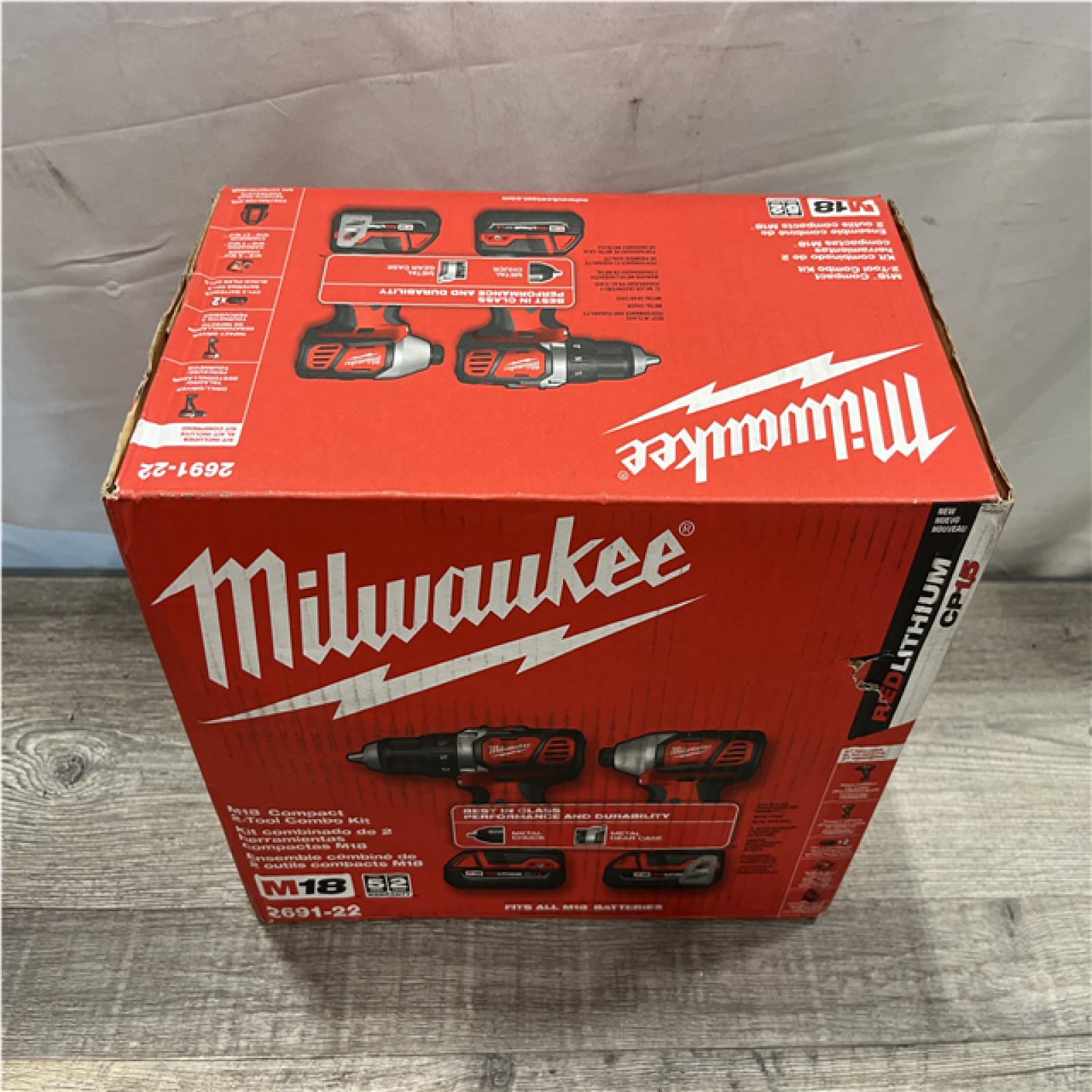 NEW - Milwaukee 18V Lithium-Ion Cordless Drill Driver/Impact Driver Combo Kit