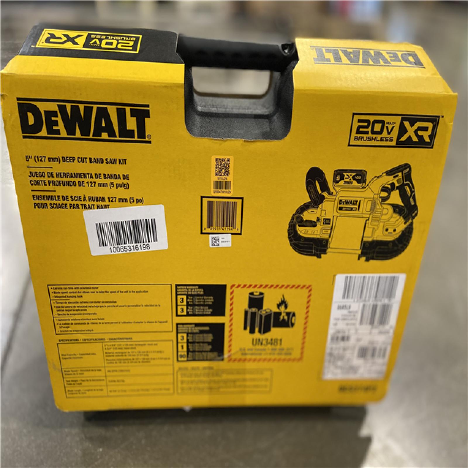 AS-IS DEWALT 20V MAX XR Cordless Brushless Deep Cut Band Saw with (2) 20V 5.0Ah Batteries and Charger