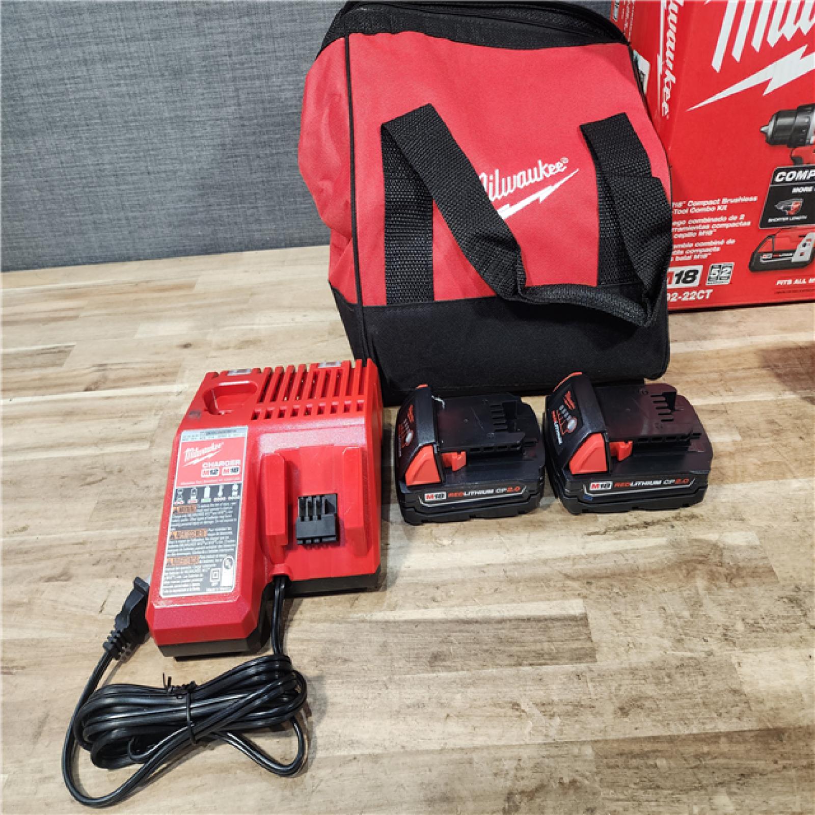 HOUSTON LOCATION - AS-IS Milwaukee 18V Lithium-Ion Brushless Cordless Compact Drill/Impact Combo Kit