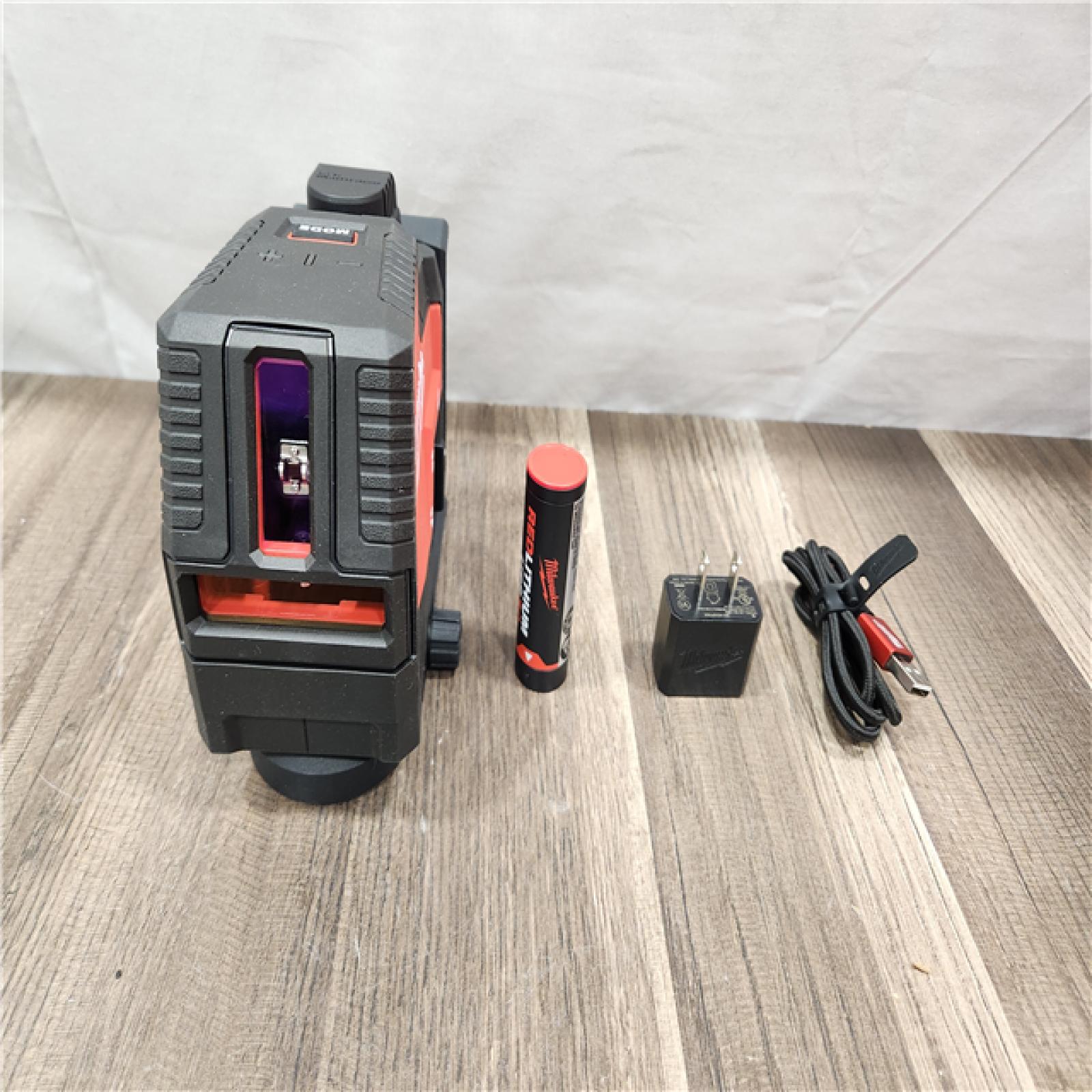 AS-IS- MILWAUKEE 100 Ft. REDLITHIUM Lithium-Ion USB Green Rechargeable Cross Line Laser Level with Charger
