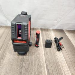 AS-IS- MILWAUKEE 100 Ft. REDLITHIUM Lithium-Ion USB Green Rechargeable Cross Line Laser Level with Charger
