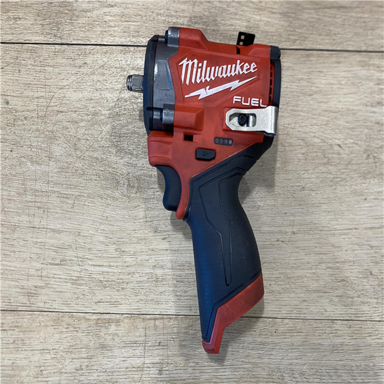 AS-IS Milwaukee FUEL 12V Li-Ion Brushless Cordless Stubby 3/8 in. Impact Wrench Kit