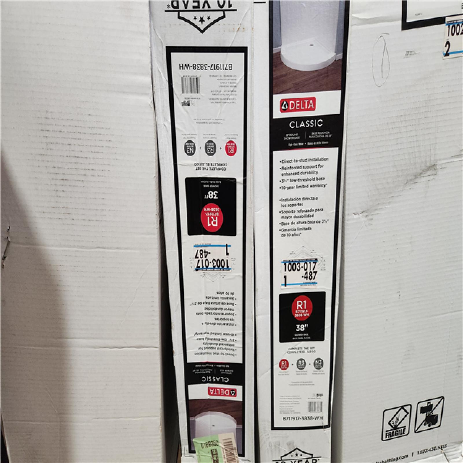 Phoenix Location Delta 38 in. W x 73.88 in. H 2-Piece Corner Shower White Pallet (5 Boxes)