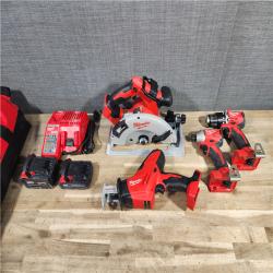 HOUSTON LOCATION - AS-IS Milwaukee M18 18-Volt Lithium-Ion Brushless Cordless Combo Kit (4-Tool) with 2-Batteries, 1-Charger and Tool Bag