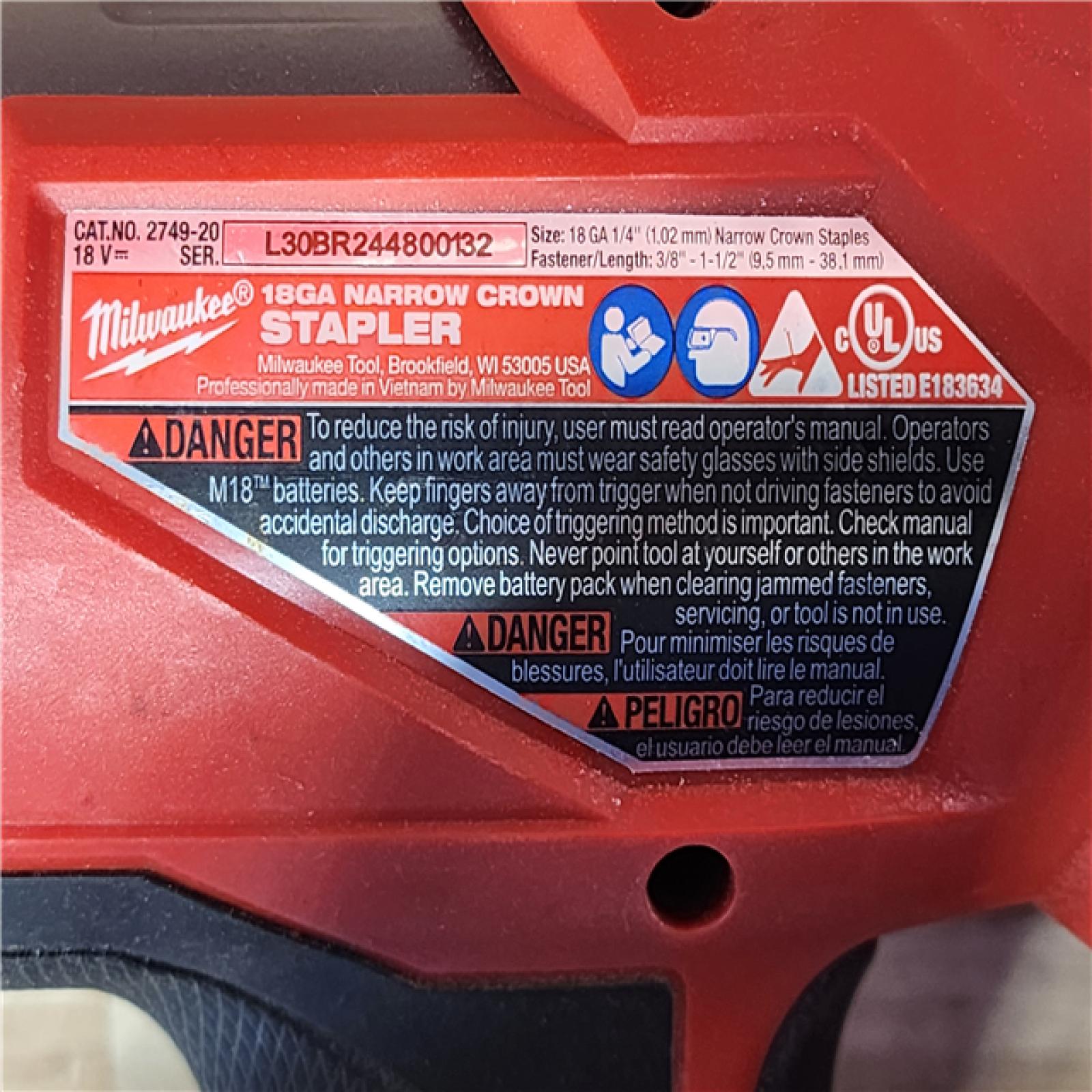 HOUSTON LOCATION - AS-IS Milwaukee FUEL 18-Volt Lithium-Ion Brushless Cordless 18-Gauge 1/4 in. Narrow Crown Stapler (Tool-Only)