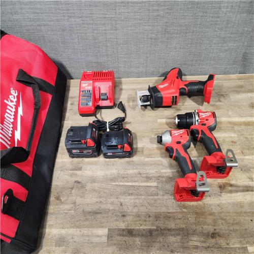 HOUSTON LOCATION - AS-IS MILWAUKEE 3 TOOL COMBO KIT W/ (2) BATTERY & CHARGER