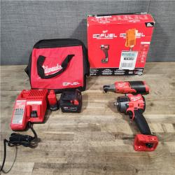 HOUSTON LOCATION - AS-IS (APPEARS LIKE NEW) M18 FUEL 18V Cordless Mid Torque 1/2 in. Impact Wrench W/ M12 FUEL 3/8 in. Ratchet & Battery/Charger Combo Kit