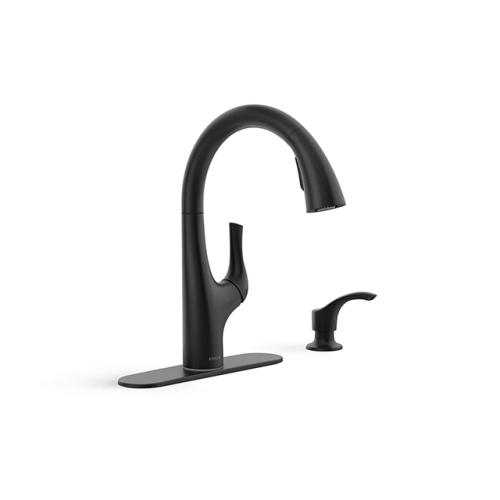 Phoenix Location NEW Avi® Pull-out single-handle kitchen sink faucet with soap/lotion dispenser