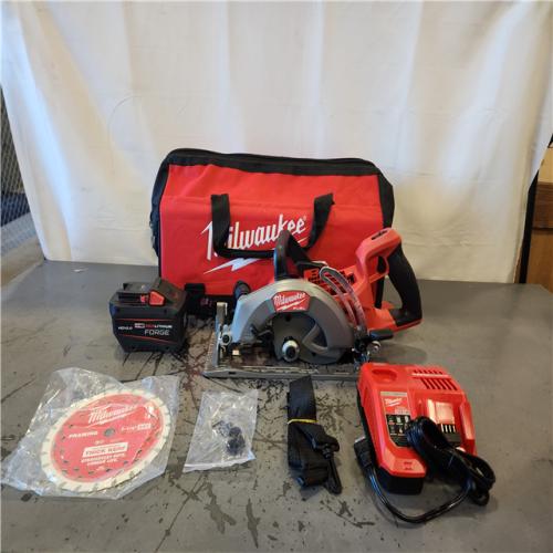 AS-IS- M18 FUEL 18V Lithium-Ion Cordless 7-1/4 in. Rear Handle Circular Saw Kit with FORGE 12.0 Ah Battery and Rapid Charger