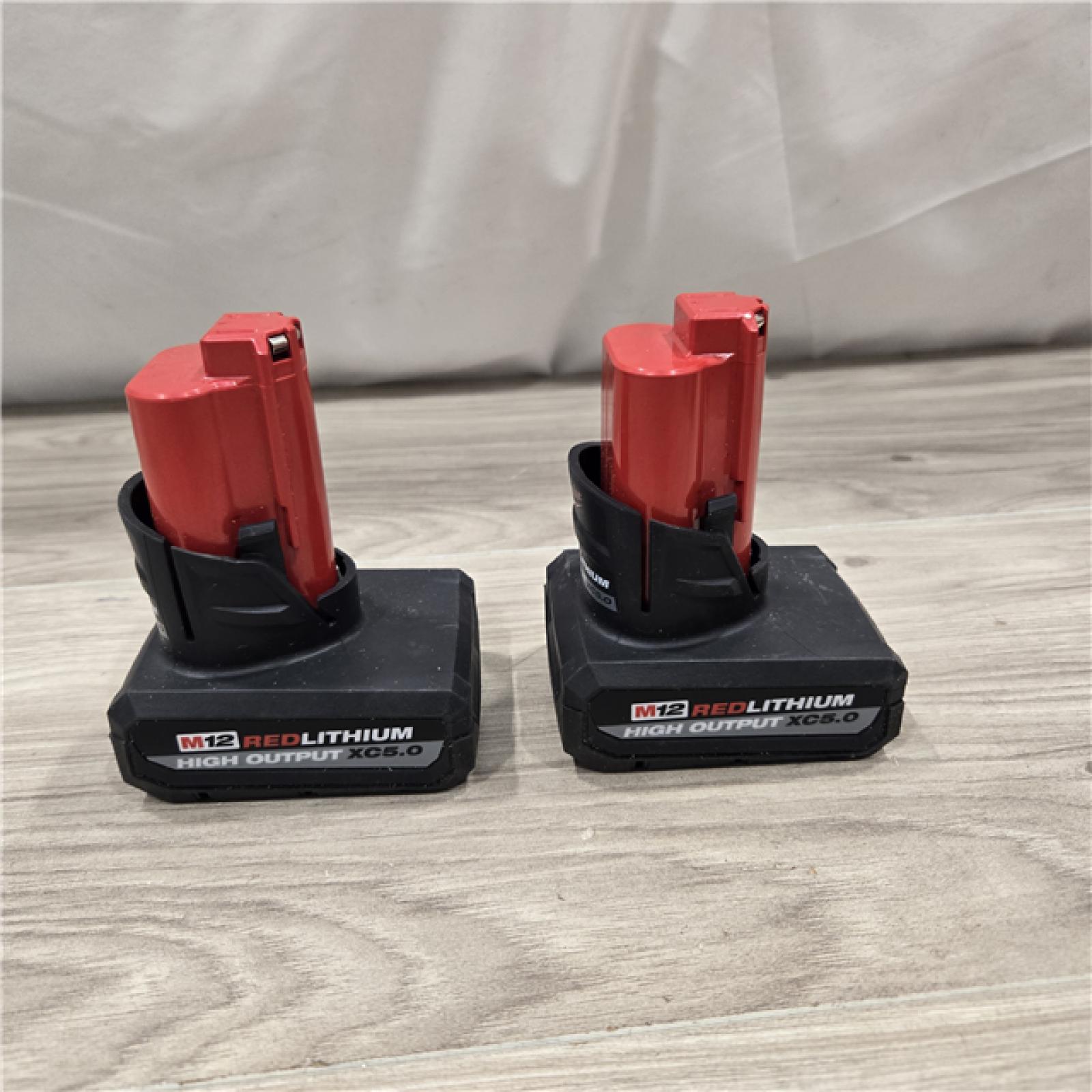 AS-IS Milwaukee M12 12V Lithium-Ion XC High Output 5.0 Ah Battery Pack (2-Pack) Starter Kit