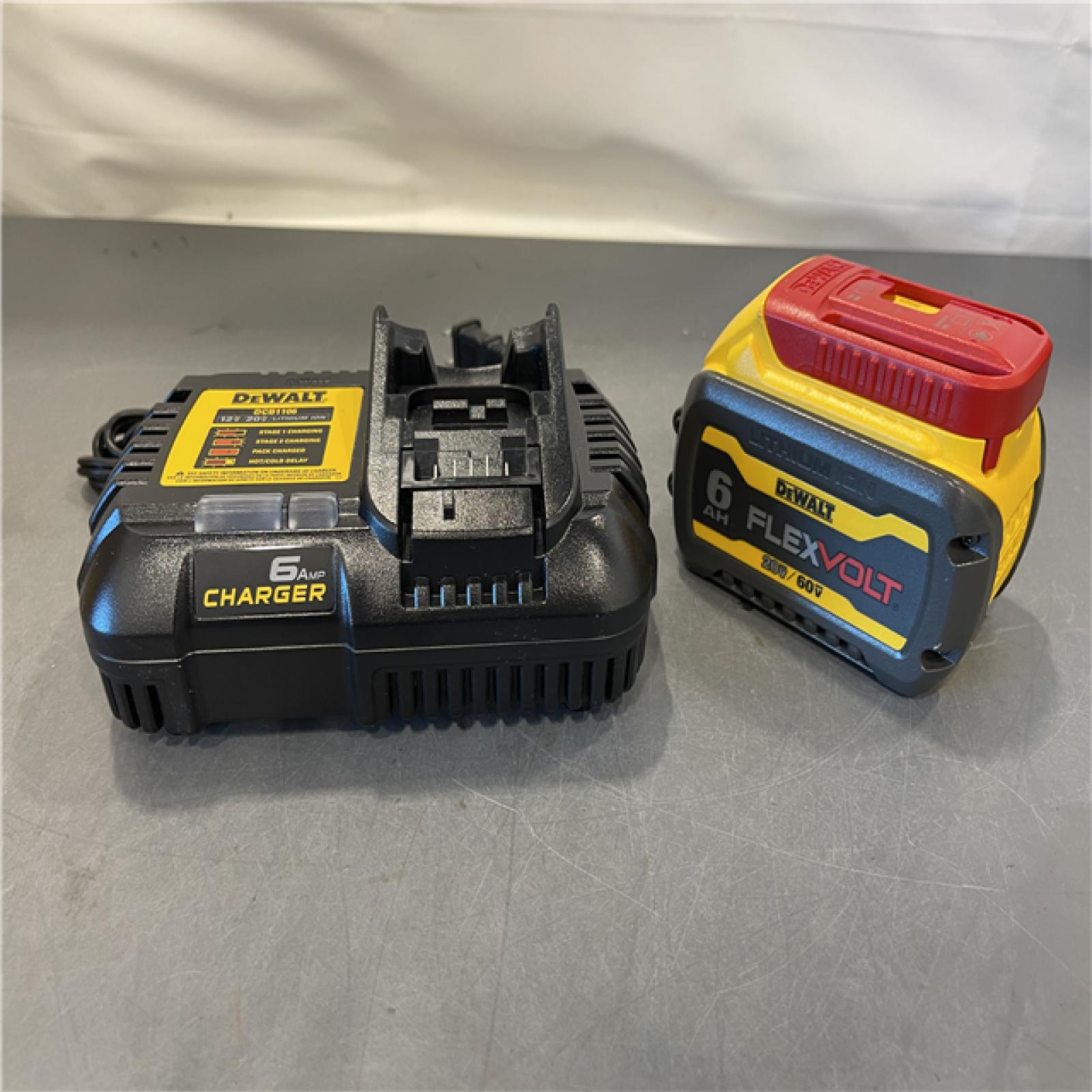 AS-IS - DEWALT FLEXVOLT 20V/60V MAX Lithium-Ion 6.0Ah Battery Pack with 6 Amp Output Charger