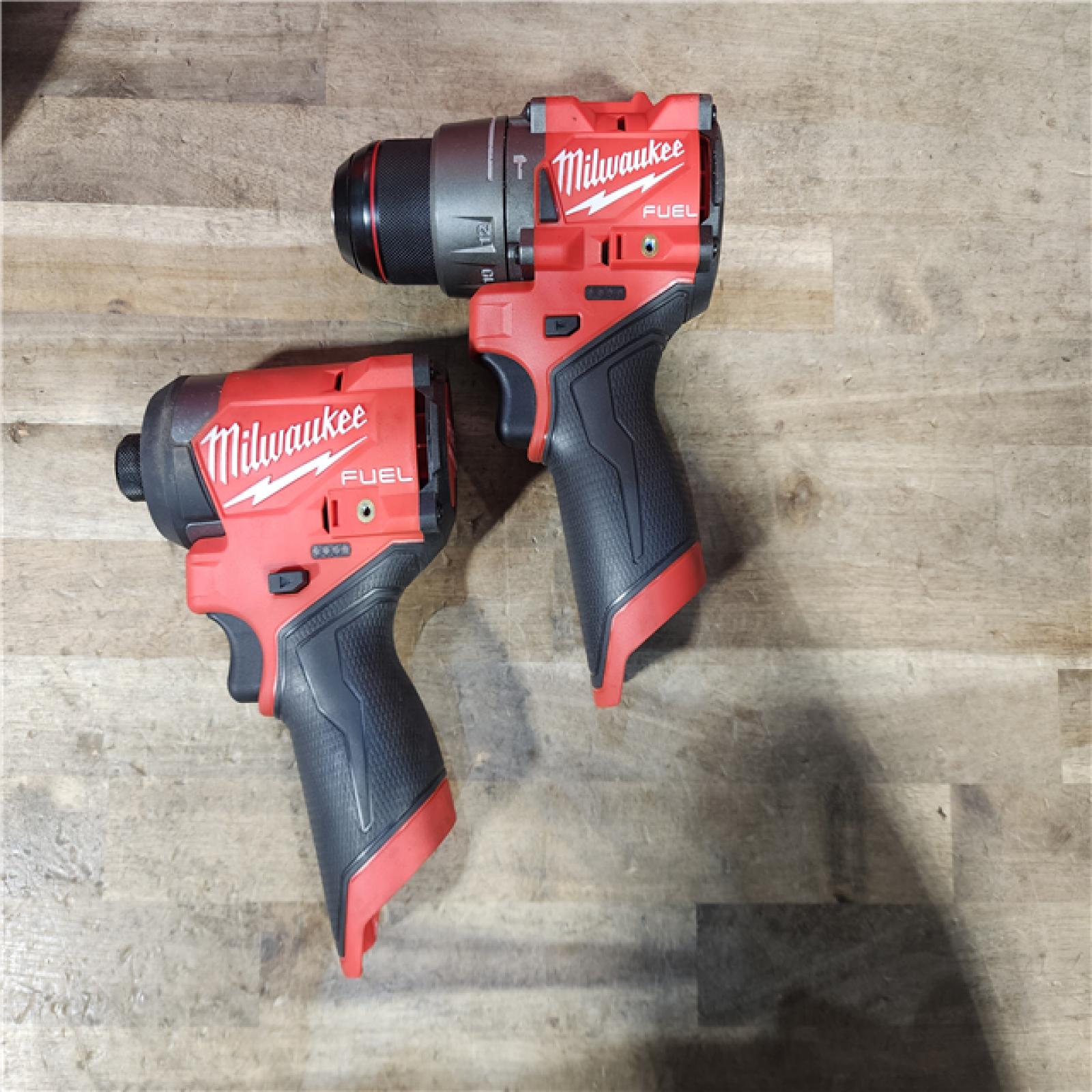 HOUSTON LOCATION - AS-IS Milwaukee M12 FUEL Cordless 2-Tool Combo Kit: 1/2Hammer Drill, 1/4Hex Impact Driver,3497-22