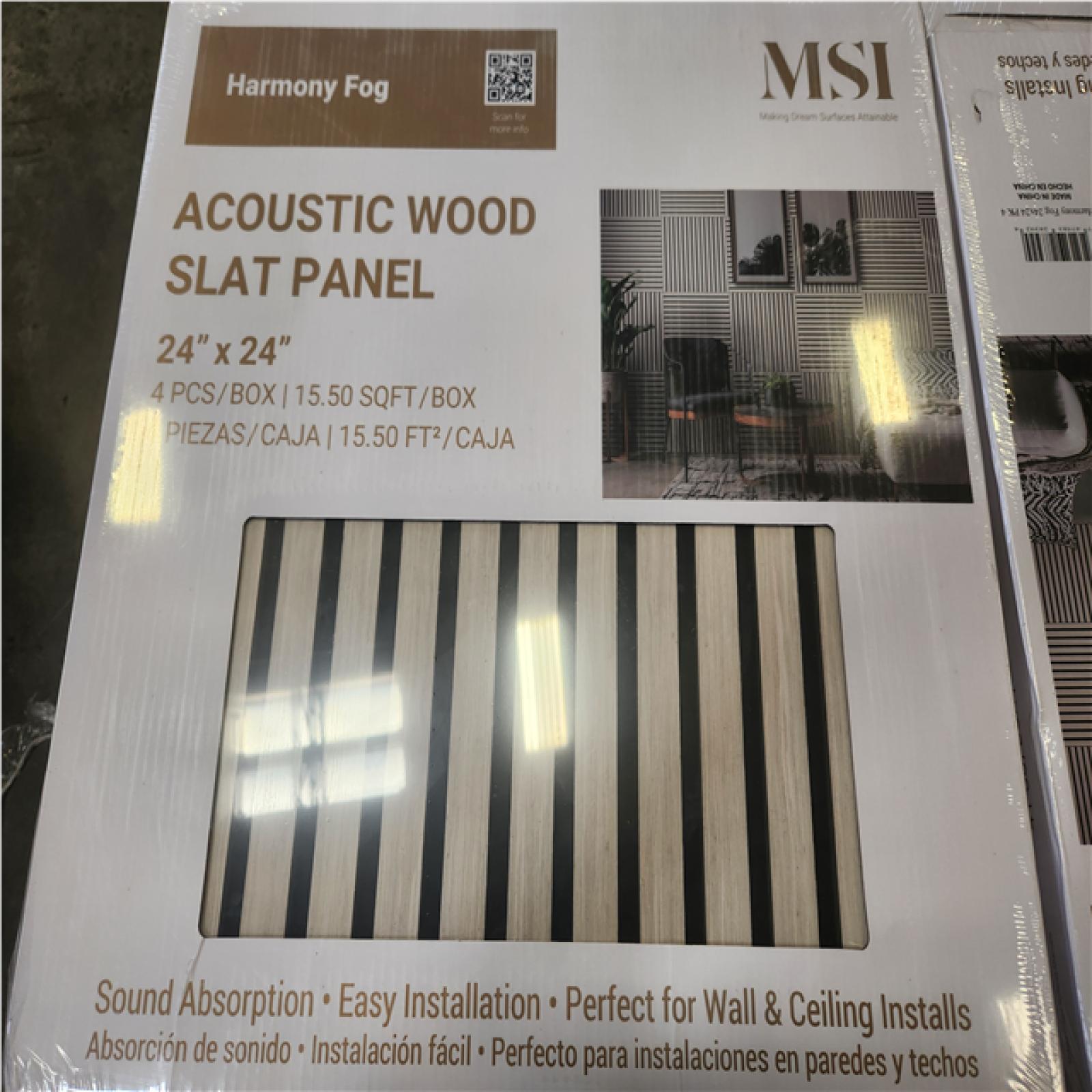 Phoenix NEW MSI Harmony Fog 24 in. x 24 in. Gray Light Wood Slat Decorative Acoustic Sound Absorbing Panels (28-Packs/434 sq. ft.)