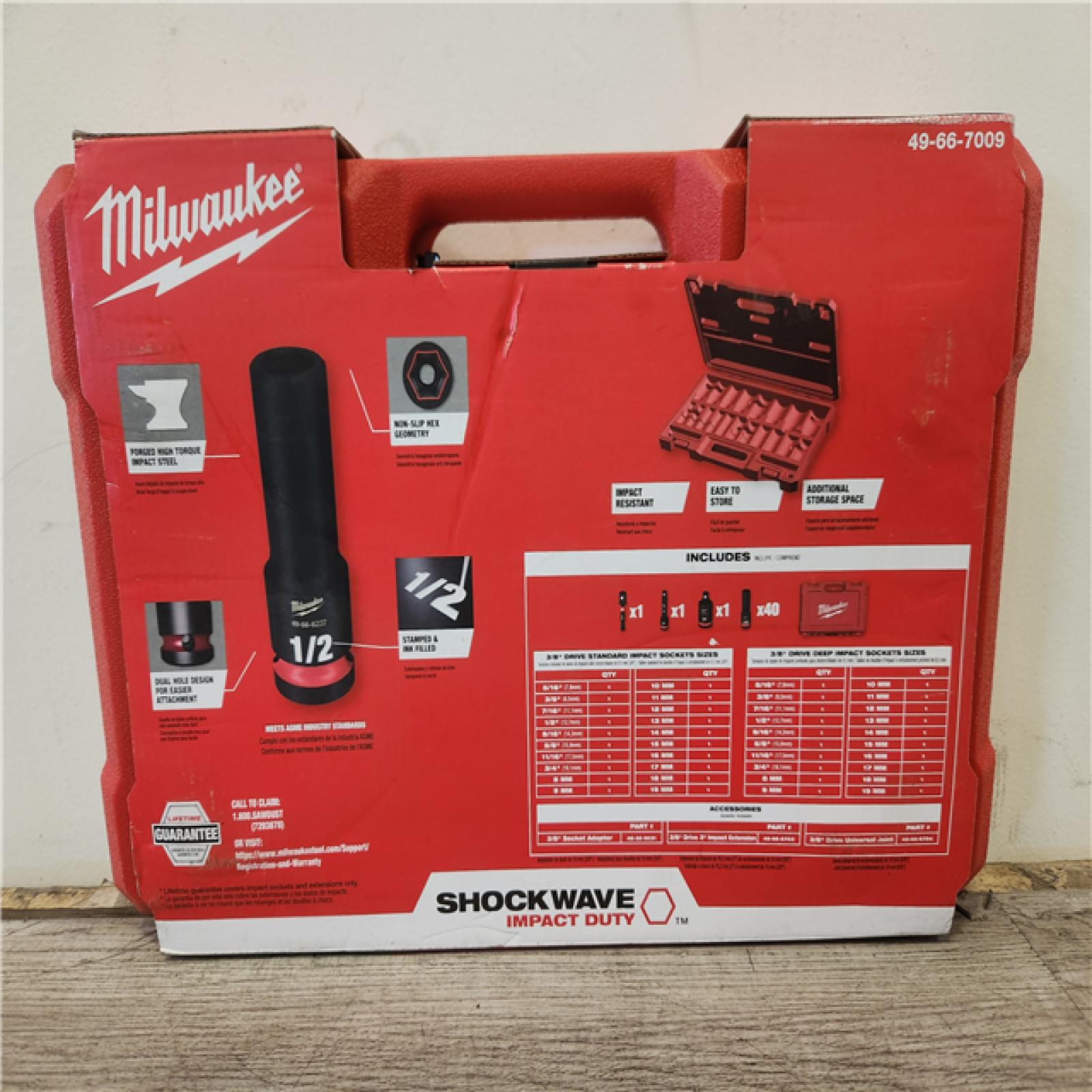 Phoenix Location SEALED Milwaukee SHOCKWAVE 3/8 in. Drive SAE and Metric 6 Point Impact Socket Set (43-Piece)