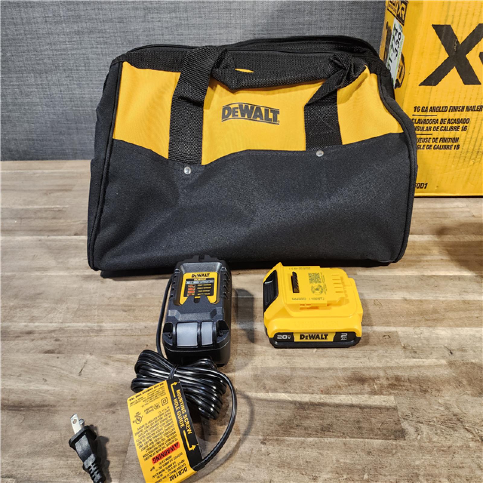 HOUSTON LOCATION - AS-IS DeWalt 20V 16 Gauge Cordless Angled Finish Nailer Kit W/ 2Ah Battery