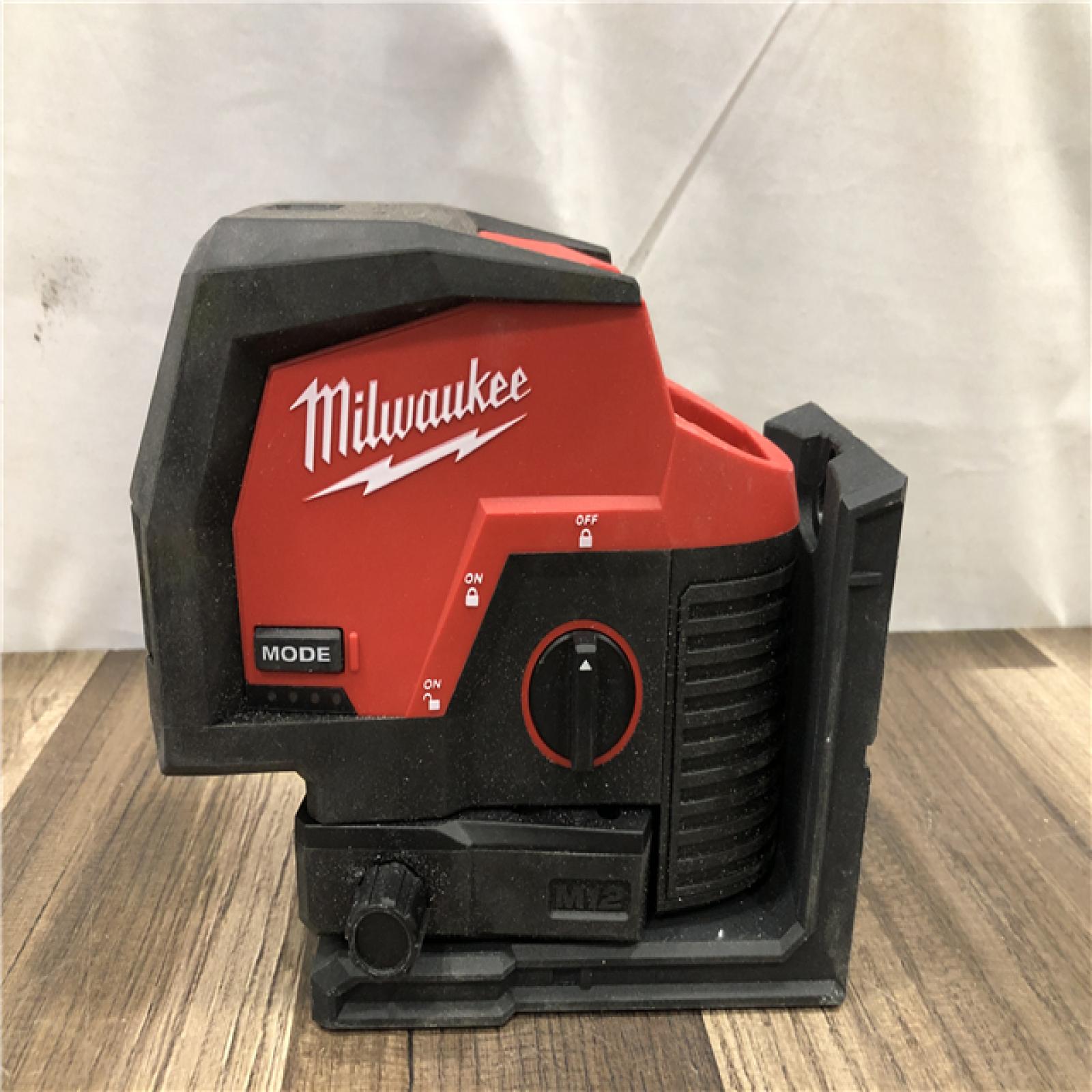 AS-IS Milwaukee 12-Volt Lithium-Ion Cordless Green 125 ft. Cross Line and Plumb Points Laser Level (Tool-Only)