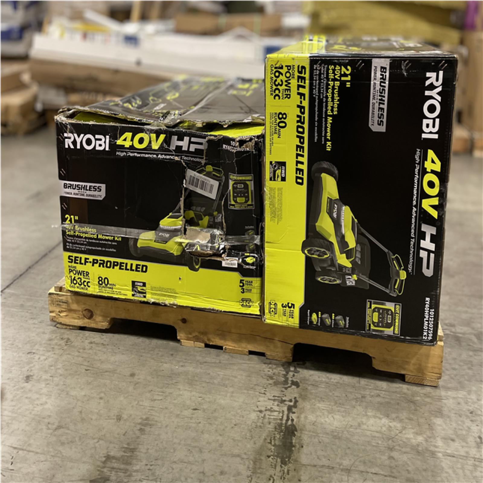 DALLAS LOCATION- AS-IS RYOBI 40V HP 21 in. CoRDLESS Lawn Mower KIT PALLET (2 UNITS)