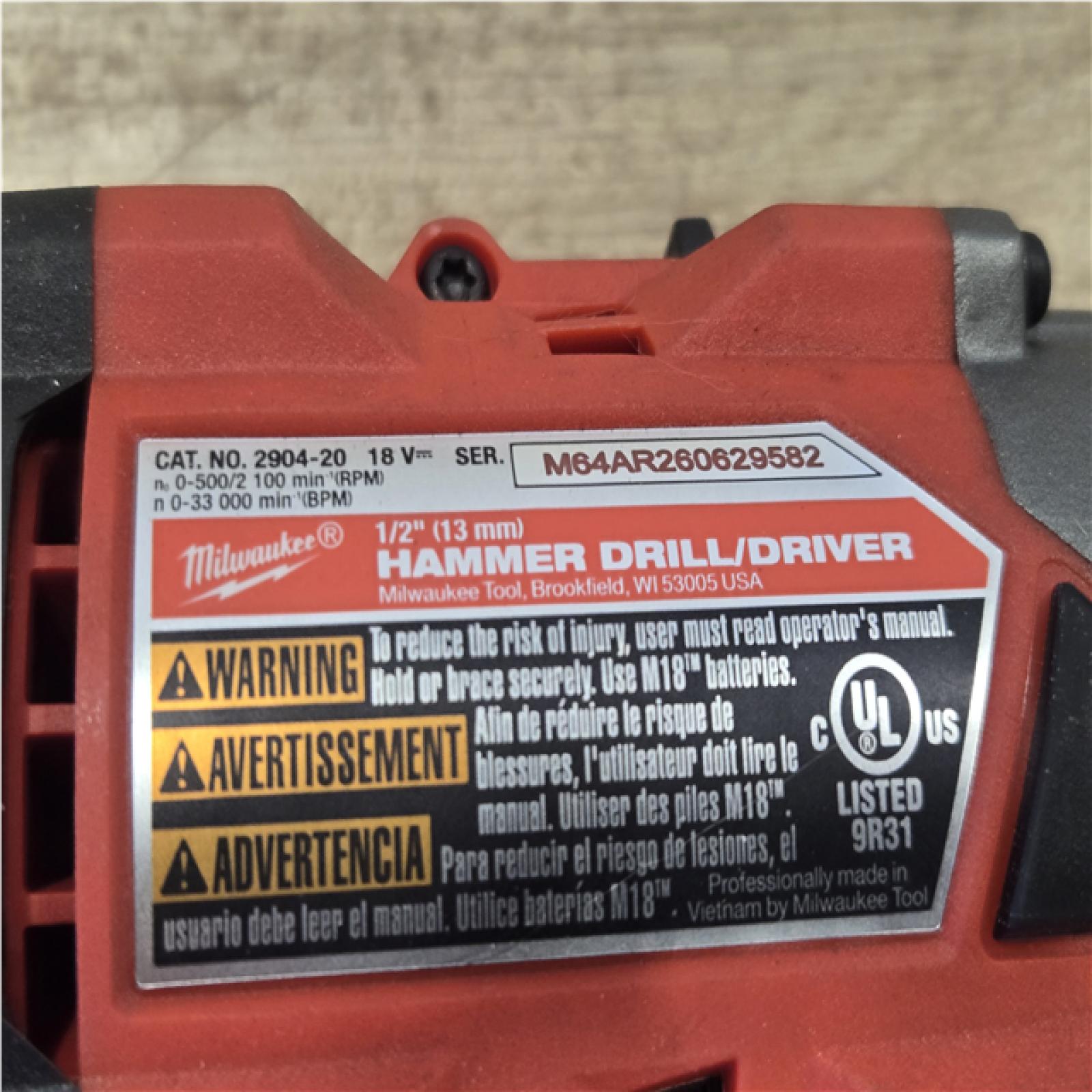 AS-IS Milwaukee FUEL 18V Lithium-Ion Brushless Cordless 1/2 in. Hammer Drill/Driver (Tool-Only)
