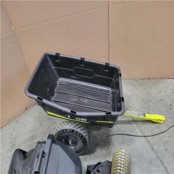 CALIFORNIA AS-IS RYOBI ZE3 80V HP BRUSHLESS BATTERY CORDLESS ELECTRIC 42 IN. ZERO TURN RIDING LAWN MOWER W TRAILER ATTACHMENT AND BAGGER
